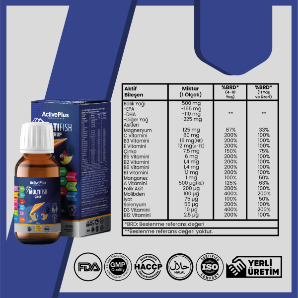 MultiFish Şurup - Balık Yağı (Omega-3) & Vitaminler & Mineraller