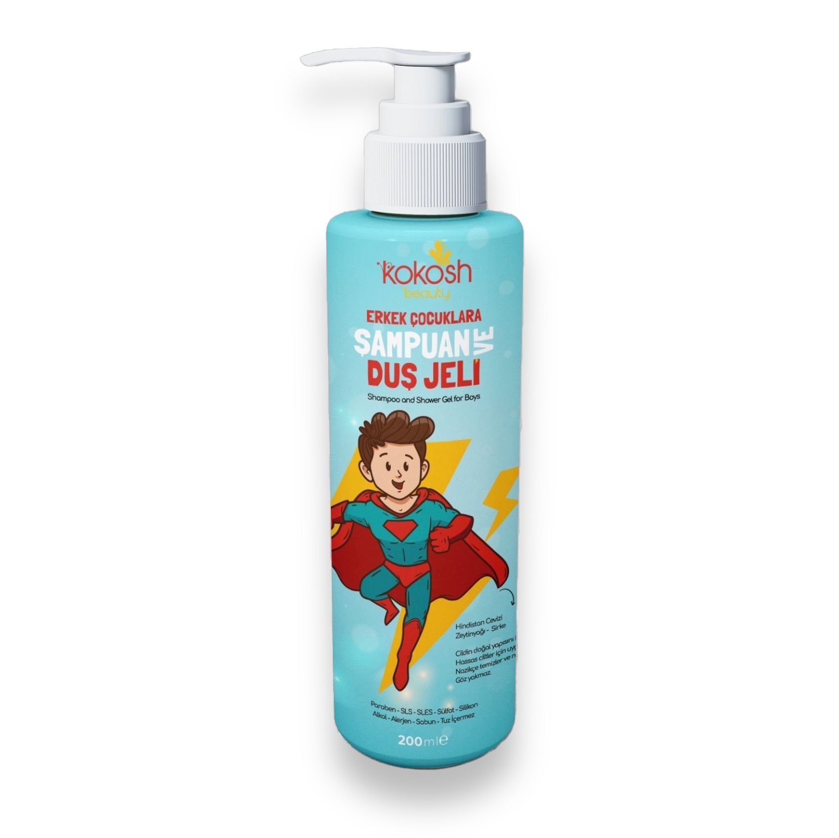 Erkek Çocuklar İçin Doğal Şampuan ve Duş Jeli (200 ml)