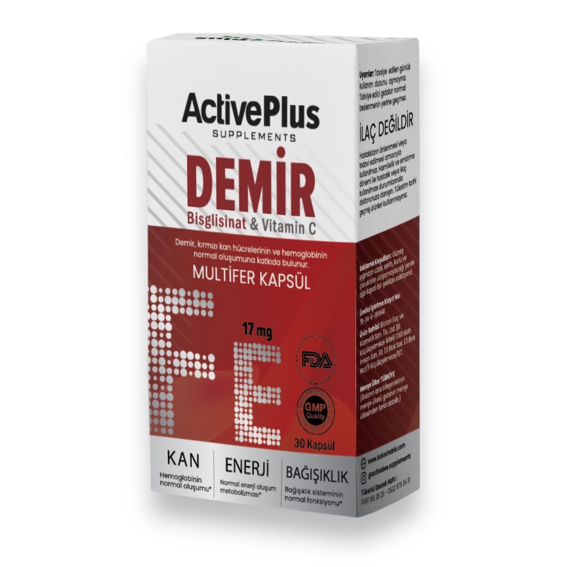 Demir Bisglisinat & Vitamin C Multifer 30 Kapsül