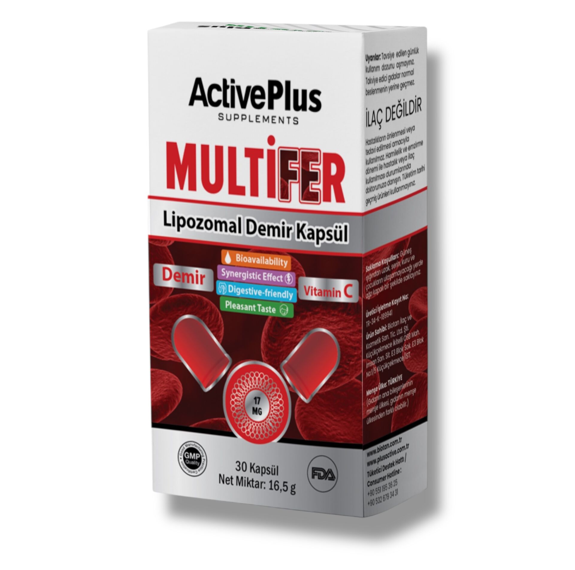 Multifer Lipozomal Demir Kapsül | Lipozomal Demir Bisglisinat & Vitamin C