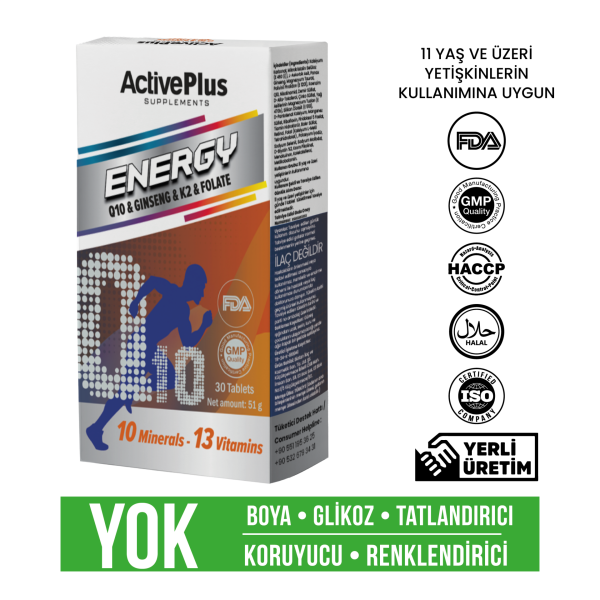 Energy! Q10-Ginseng-K2-Folat 30 Tablet
