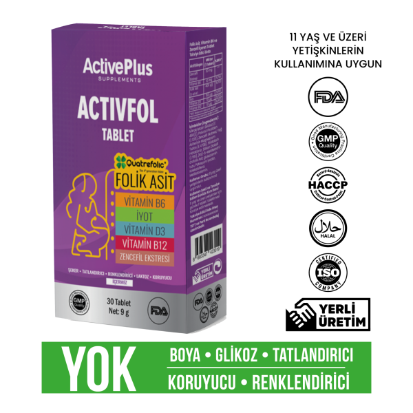 Activefol Tablet - Folik Asit & Zencefil & B12 & D3 & B6 & İyot