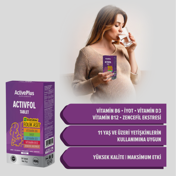 Activefol Tablet - Folik Asit & Zencefil & B12 & D3 & B6 & İyot