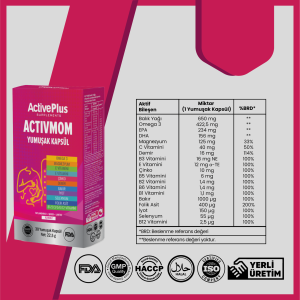 Activmom Softgel Kapsül - Omega-3 & Vitaminler & Mineraller