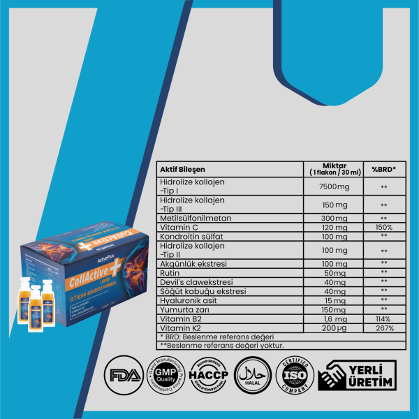 Collactive Collagen 30 Shot - Kolajen / MSM / Hyaluronik Asit / Vitamin C-B2