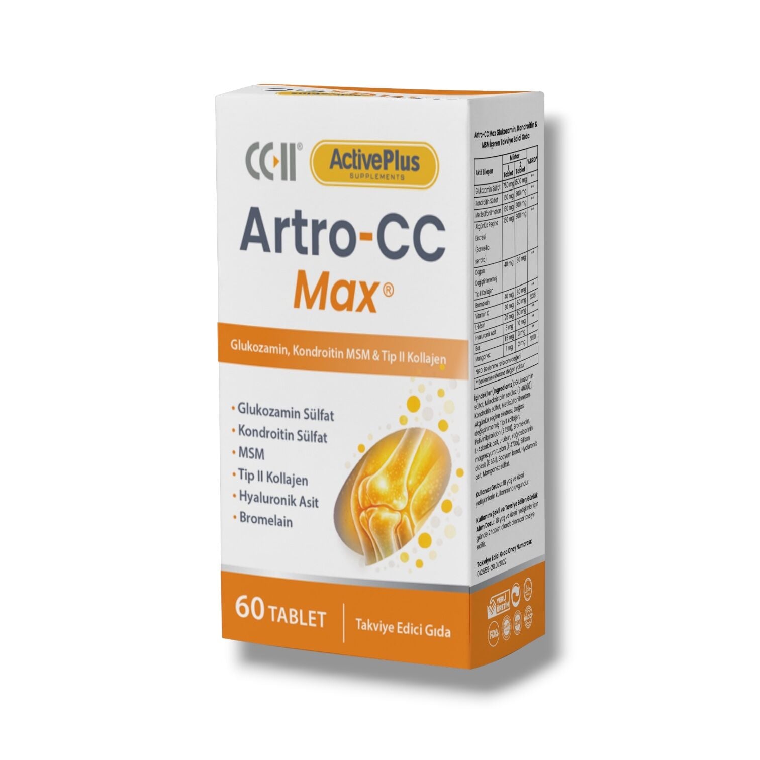 Artro-CC Max Tablet | Glukozamin, Kondroitin, MSM, Kolajen