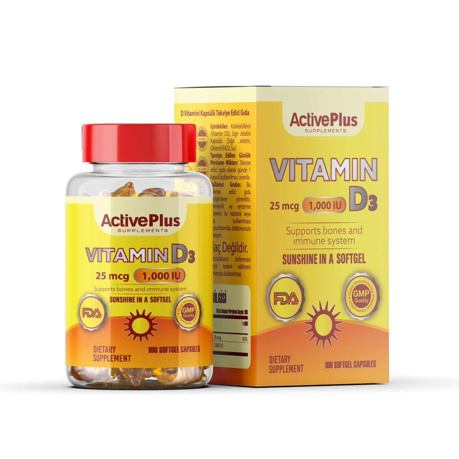 Vitamin D3 1000IU Softgel 100 Kapsül